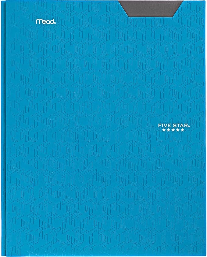 Five Star 2-Pocket Folder, 4 Pack, Plastic Folder with Stay-Put Tabs and Prong Fasteners, Holds 8-1/2" x 11" Paper, Tidewater Blue, White, Amethyst Purple, Harvest Yellow (38064)