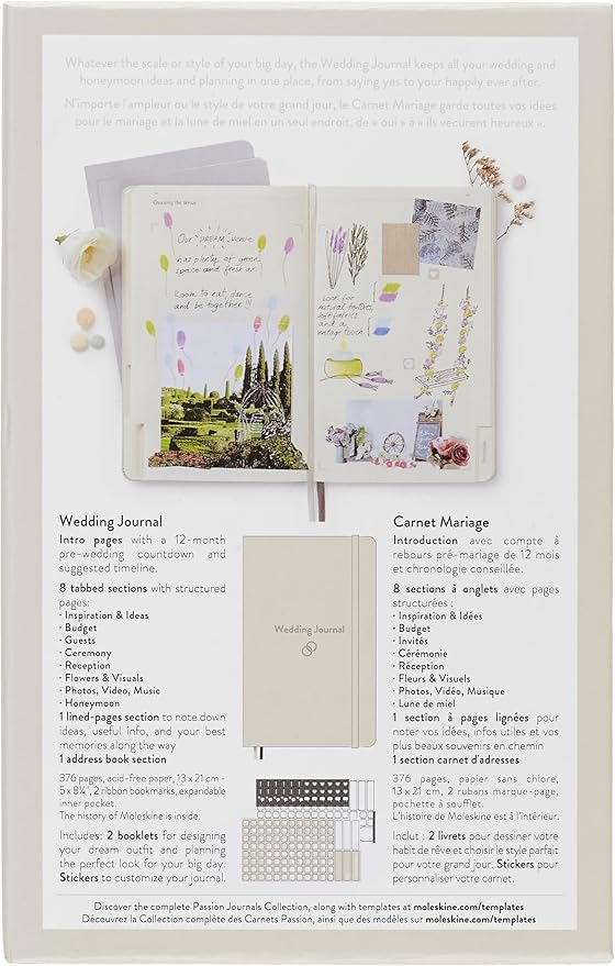 Moleskine Passion Journal, Wedding, Hard Cover, Large (5" x 8.25") Pearl Grey, 400 Pages