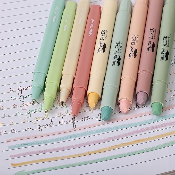 Mr. Pen- Aesthetic Gel Highlighters and Pens No Bleed, 12 Pack, Pastel Colors Bible Highlighters and Pens No Bleed