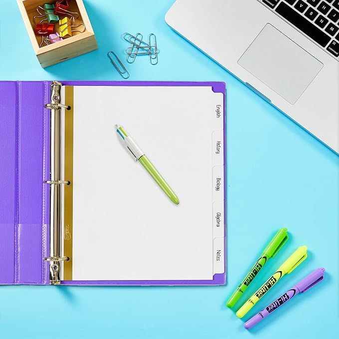 Avery Big Tab Write & Erase Dividers for 3 Ring Binders, 5-Tab Sets, 6 Binder Divider Sets (33075)