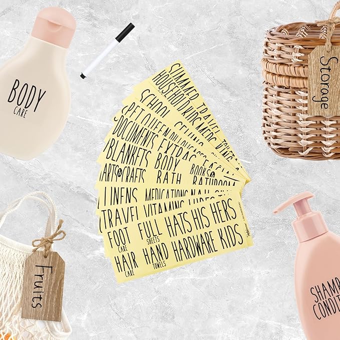 Talented Kitchen Wooden Hanging Basket Tags - Rustic Hanging Jar Labels with Strings - Tie-On Labels for Baskets in Kitchen - Wood Grain Tags for Bins - Natural Wood, Pack of 24, 4.33"x 2.5"