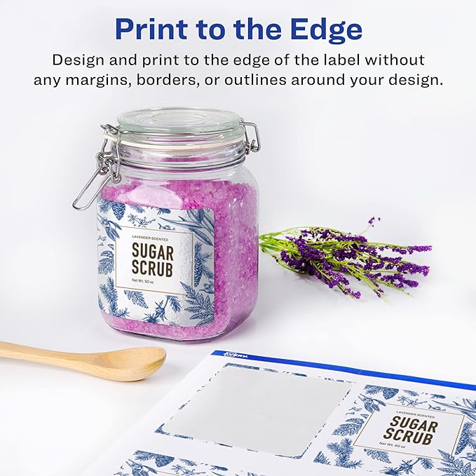 Avery Glossy White Rectangle Labels, Sure Feed Technology, 4" x 3", 100 Glossy White Labels, Print-to-The-Edge, Permanent Adhesive, Laser/Inkjet Printable