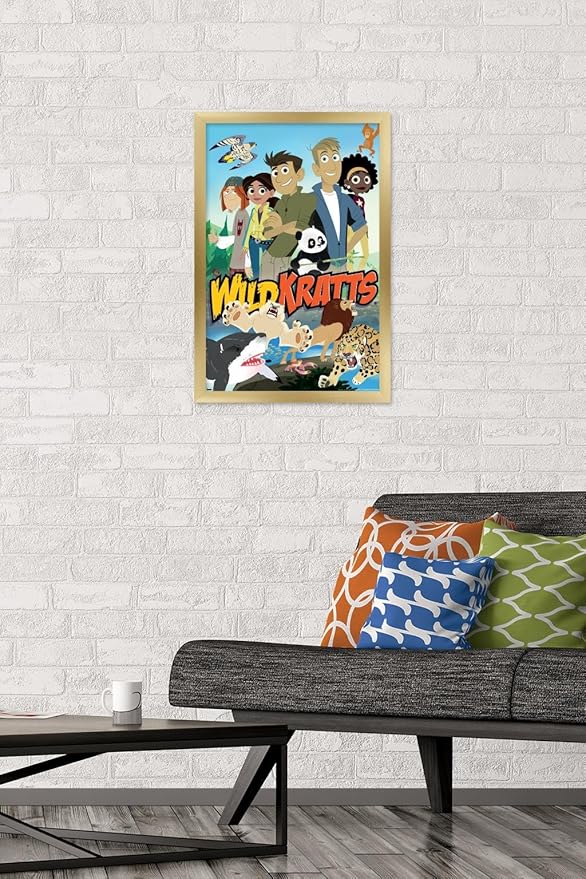 Wild Kratts - Group Wall Poster, 22.4L" x 14.7W", Gold Framed Version