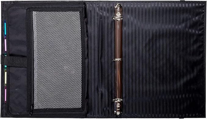 Case-it Pro Padfolio Portfolio Binder, 1 inch D-Ring Binder - 5 Tab Expanding File Folder, Multiple Pockets - Black (LL-PRO-243)
