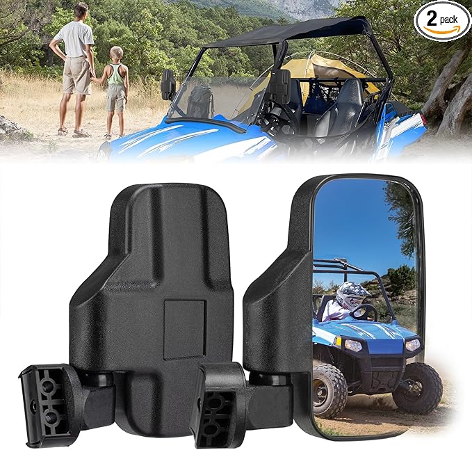 KEMIMOTO Mini Youth UTV Side Mirrors Fits 0.75 in - 1.25 in Roll Cage Compatible with Polaris RZR 170 Ranger RZR 170 KAYO S200, Go Karts, Golf Cart, XTV Boat Mirrors Shatter Proof Tempered Glass