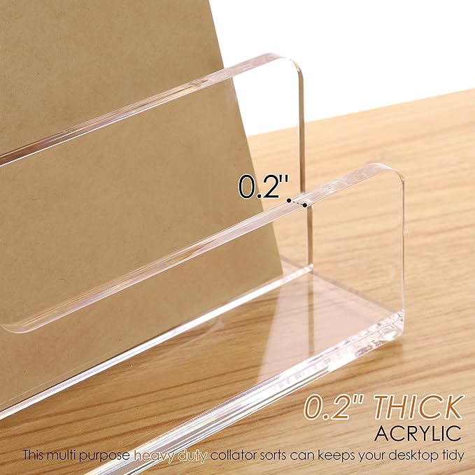 SANRUI 3 Compartments Mail Organizer Letter Holder for Desk ,Vertical Letter Holder,File Sorter Acrylic Desk Organizer Office Supplies,Clear