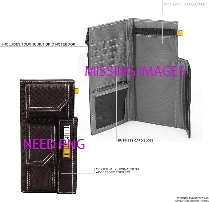 ToughBuilt - Tool Belt Pouch, Organizer with Multi-Purpose Storage, Accessory Organization & Notebook Holder