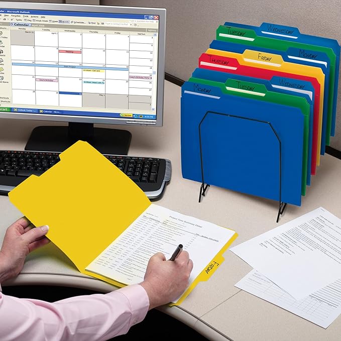 Smead Poly File Folder, 1/3-Cut- Tab Letter Size, Assorted Colors, 24 per Box (10500)