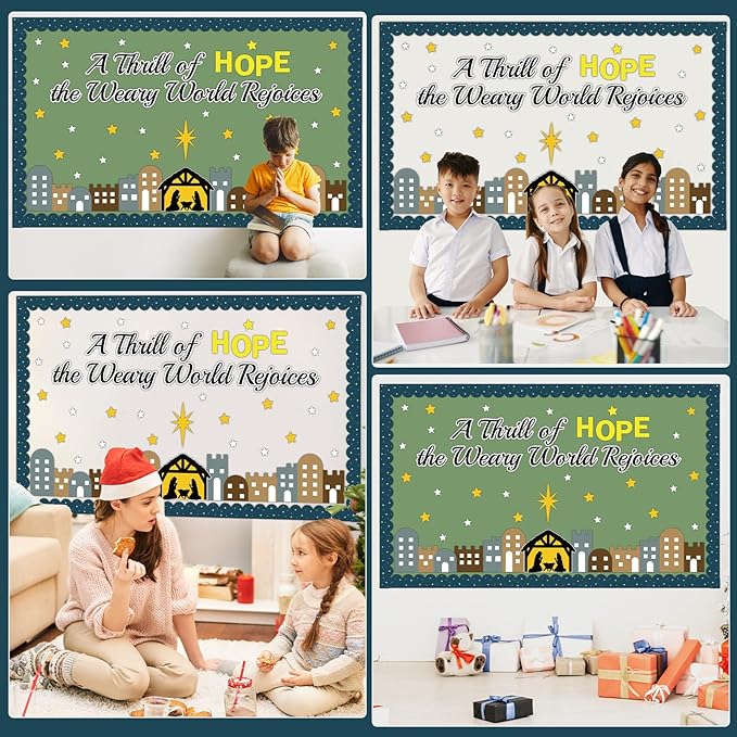 Nativity Bulletin Board Set Classroom Decorations Religious Christmas Paper Cutout with Jesus Christian Advent Bulletin Board Nativity Scene Cutout for Sunday School Xmas Holiday Church Decor Supplies