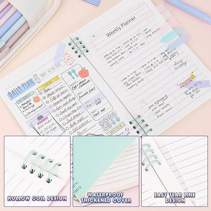 61 PCS Aesthetic School Supplies with Pen Case,12 Pastel Highlighters,5 Black Ink Gel Pens, 6 Mechanical Pencils 0.5 & 0.7mm,Sticky Note Index Tab and So on for Students Stationary College Essentials