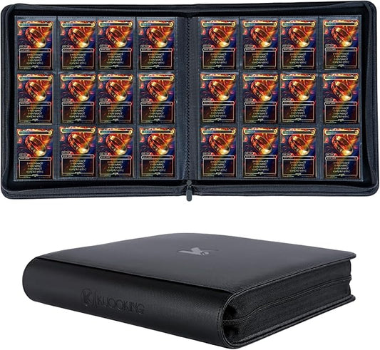 1200+ Pockets Trading Card Binder, 12-Pocket Card Ablum Compatible with lorcana,MTG,Sports Cards & Other Standard Size Trading Card (BLACK)