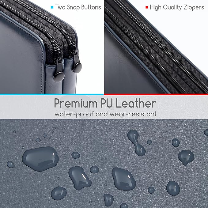 MEEDEN Pencil Marker Organizer Case: Premium PU Leather Zipper Pouch Lined with Silky Velvet - Large Capacity Pen Bag Supplies for Men & Artists – Slate Gray