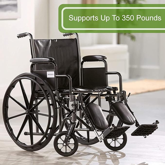 McKesson Wheelchair, Swing Away Foot Leg Rest, Desk Length Arms, 20 in Seat, 300 lbs Weight Capacity, 1 Count