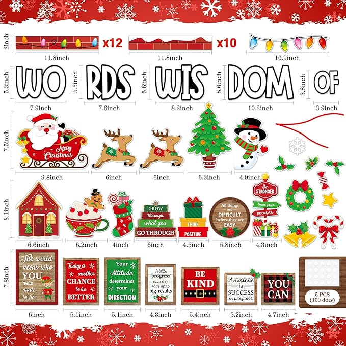 57 Pcs Christmas Bulletin Board Set Inspirational Bulletin Board Decoration Positive Cutout Classroom Decoration for School Office Home Teacher Classroom Wall Supplies