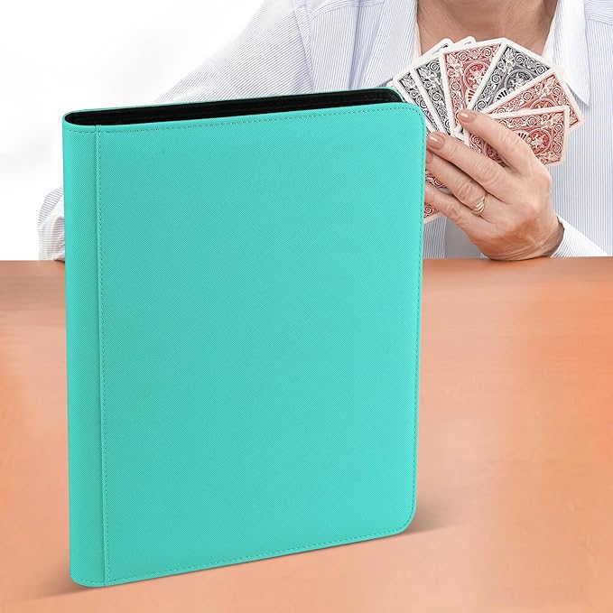 Trading Card Binder 12 Pocket, GERMUN PU Cover Card Binder for 720 Cards, Premium Trading Card Holder Folders, Double Sided Pocket Card Album for MTG, TCG (Lake Blue)