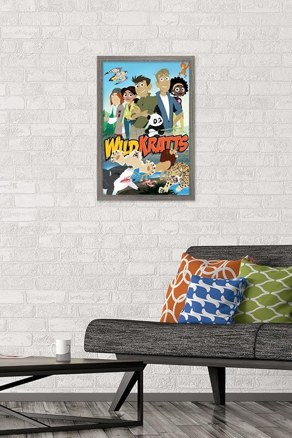 Wild Kratts - Group Wall Poster, 22.4L" x 14.7W", Barnwood Framed Version
