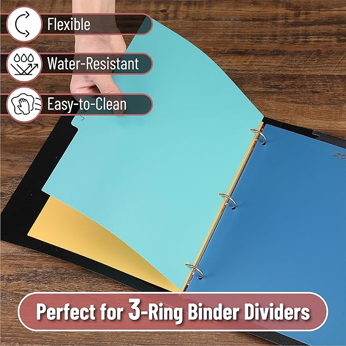 Mr. Pen Binder Dividers, 2 Sets of 6 Tab Dividers (12 Total), Plastic for 3 Ring Binder