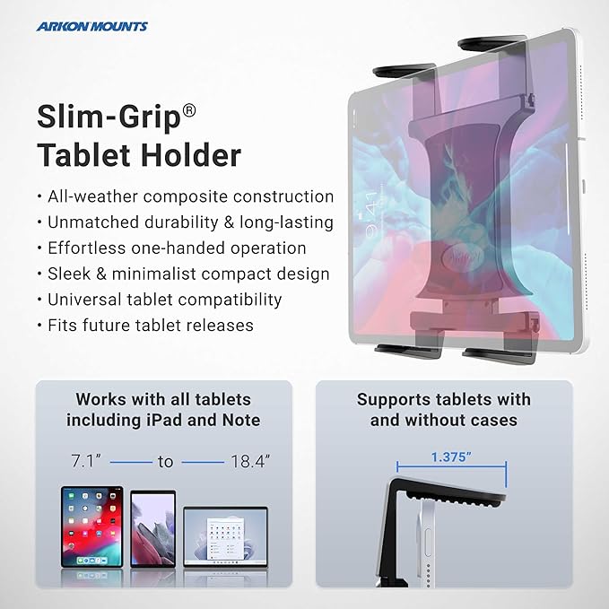 ARKON Mounts Car Seat Headrest Tablet Mount for iPad Air/4/3/2/Pro, Galaxy Note/Tab Pro (TABHM7)
