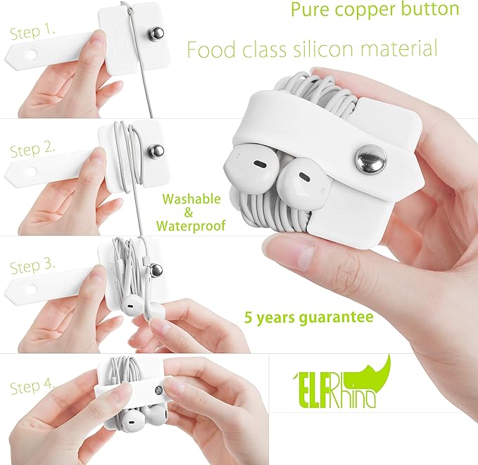 Cord Organizer Earbuds Holder Earphone Wrap Earphones Organizer Headset Headphone Earphone Wrap Winder Cord Manager Cable Winder White