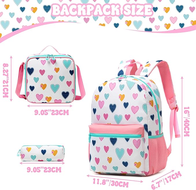 School Backpack for Girls 8-12 Backpacks for Girls Backpack with Lunch Box Kids Bookbag for School Aesthetic Backpacks for Elementary Middle