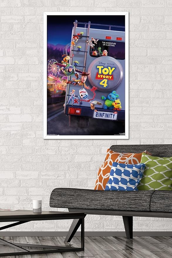 Trends International Disney Pixar Toy Story 4 - Final One Sheet Wall Poster, 22.375" x 34", White Framed Version