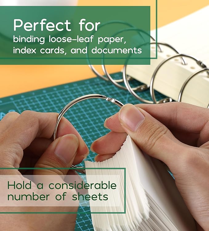 Mr. Pen Loose Leaf Binder Rings - 60 Pack, 4 Sizes, Silver Metal Rings for Index & Flash Cards
