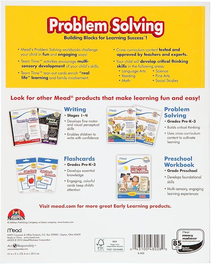 Mead 1st Grade Problem Solving Workbook, 10 x 8-Inches, 96 Pages (48028)