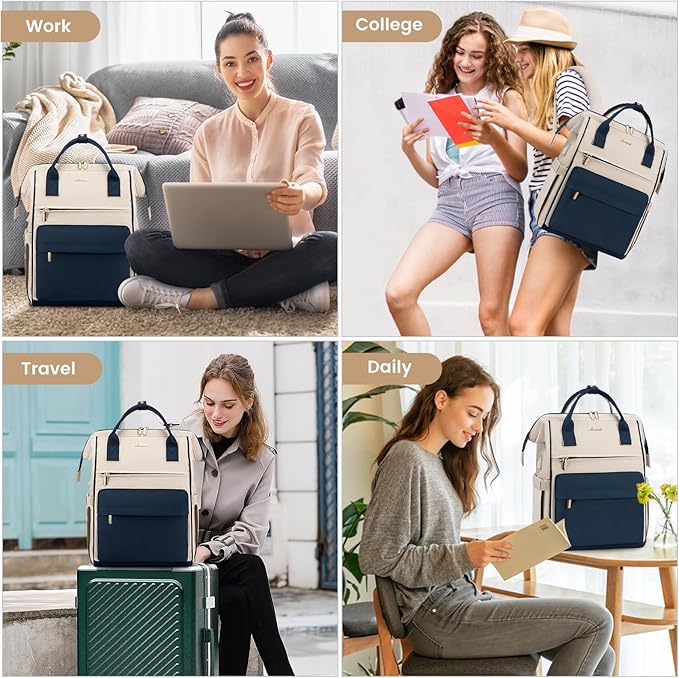 LOVEVOOK Laptop Backpack for Women,17 Inch Work Teacher Nurse Bag,Business Computer Backpack Purse with USB Port,Stylish Casual Daypack for Travel