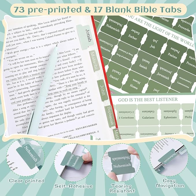 137 Pcs Bible Study Supplies Journaling Kit 1 Pencil Case 12 Highlighters 4 Sticky Notes 6 Gel Pens 35 Paper Clips 3 Tapes 1 Markers 75 Tabs for Christmas Bible School Gifts(Sage Green)