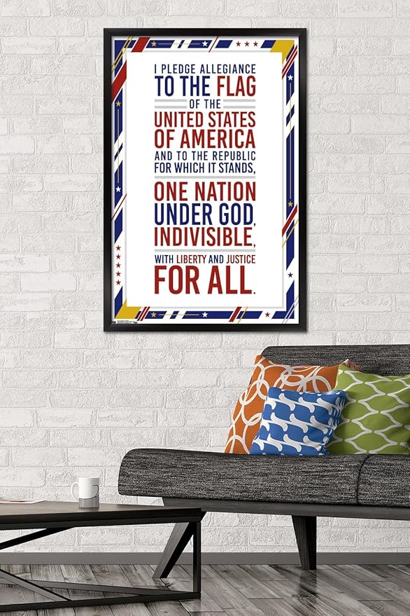 Trends International The United States Of America - Pledge Of Allegiance Wall Poster, 22.375" x 34", Black Framed Version