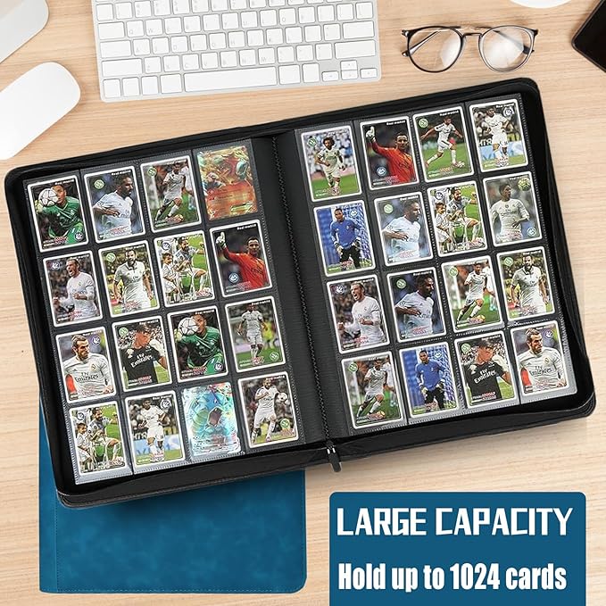 1024 Pocket Card Binder,16 Pocket Trading Card Binder，Side Loading Collectible Card Albums for MTG, for TCG Football, Sports, Game Cards Blue