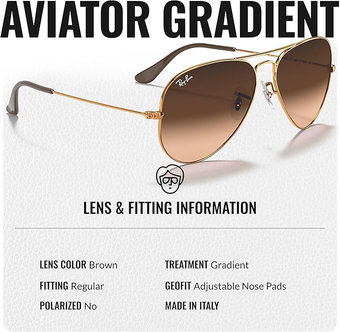 Ray-Ban RB3025 AVIATOR GRADIENT Pilot Shaped Sunglasses for Men & Women with Official RAYBAN Eyewear Kit