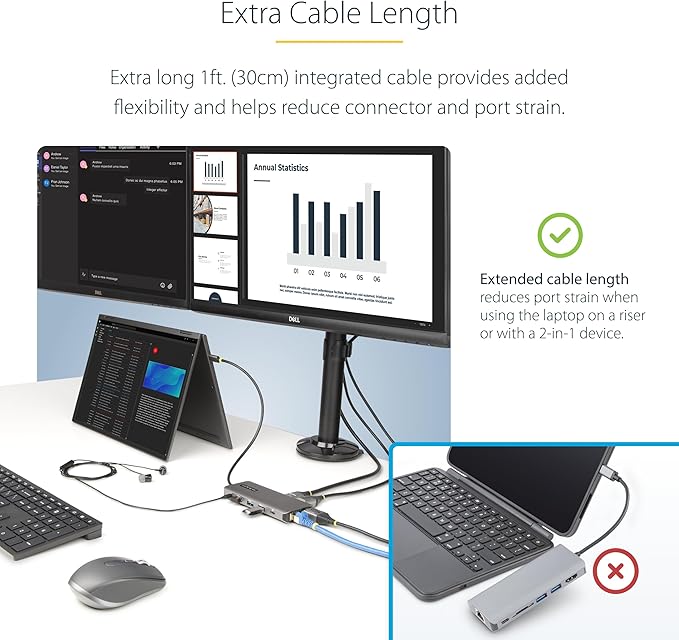 StarTech.com USB-C Docking Station for Windows and ChromeOS, Triple 4K HDMI DP Video, USB 10Gbps Hub, 100W Laptop Charging, GbE, SD, MicroSD