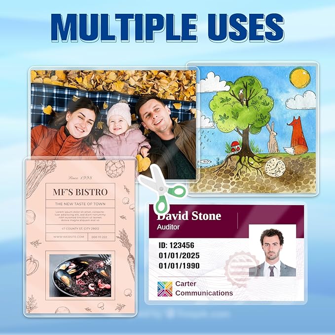 100 Pack 5mil 3“x5" Thermal Laminating Pouches Badge Laminate Pouches Clear Laminated Luggage Tags Laminator Pouches