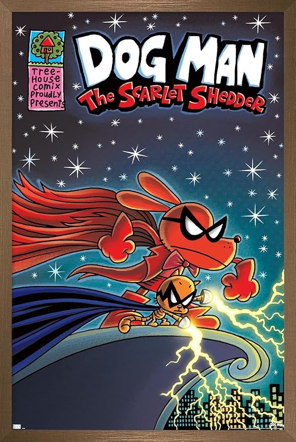 Dog Man - The Scarlet Shedder Wall Poster, 34L" x 22.4W", Bronze Framed Version