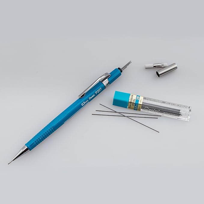 Pentel Sharp Automatic Pencil, (0.7mm), Blue Barrels, Pack of 2 (P207BP2-K6)