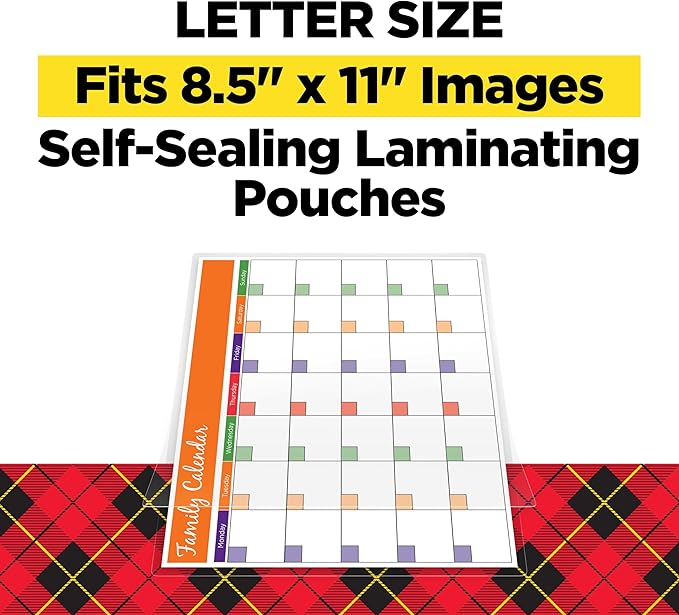 Scotch Self-Seal Laminating Pouches, No Laminator Needed, Letter Size 9.0 in x 11.5 in, 25-Pack