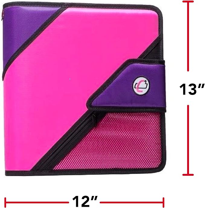 Case-it The Open Tab Binder - 2 Inch O-Rings - 5 Color Tab Expanding File Folder - Multiple Pockets - 400 Sheet Capacity - Pink S-826-A