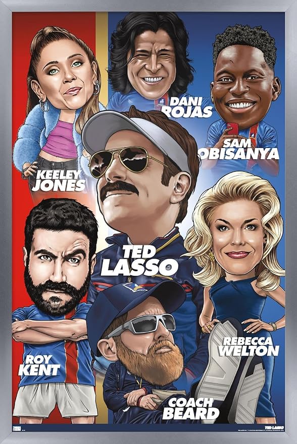 Ted Lasso - Character Grid Wall Poster, 22.4L" x 14.7W", Silver Framed Version