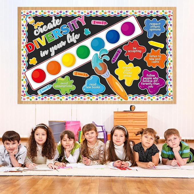 Art Paint Splatter Bulletin Board Set Colorful Back to School Classroom Decorations Motivational Bulletin Board Art Inspiration Cutouts for School Office Classroom Chalkboard Wall Decor