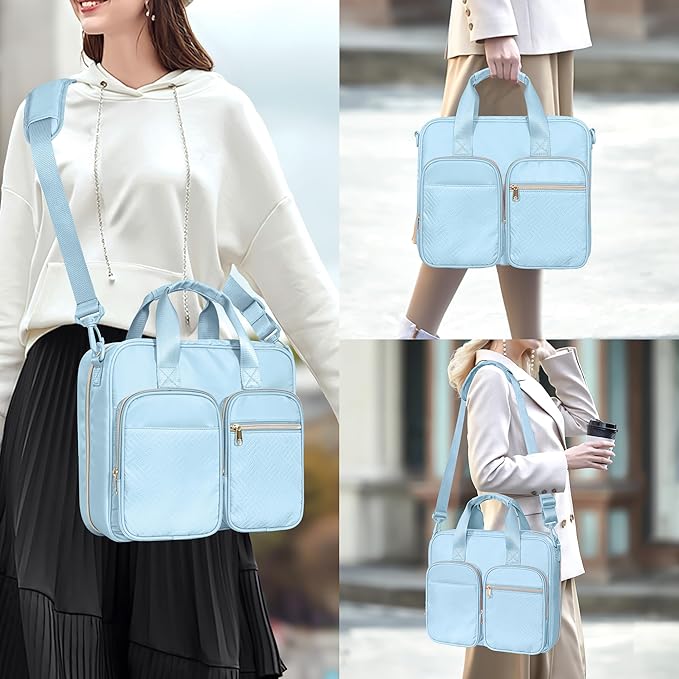 3 Ring Zipper Binder, 2 Inch Ring Binder Organizer Bag with Shoulder Strap Fits 13 Inch Laptop and 500 Sheets, Blue(Empty Bag Only)