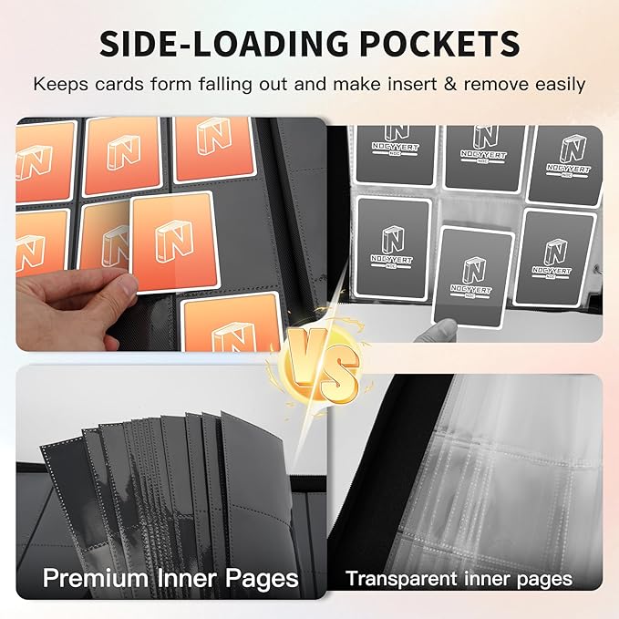 Trading Card Binder, Premium 9 Pocket 540 Double Sided Pocket Collection Binder, Card Album for TCG Card Holder for Game Card, Sports Card, Yugioh, MTG etc(Black)