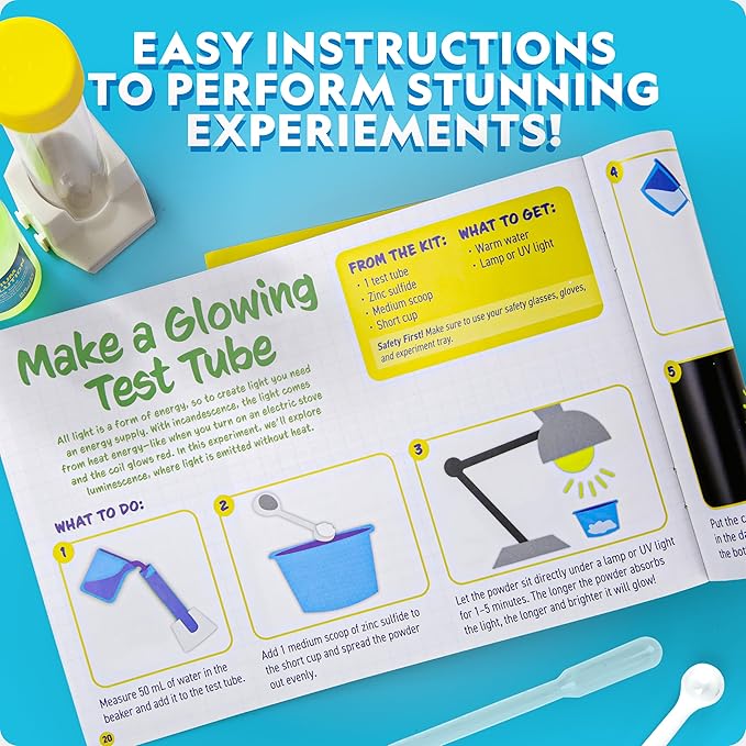 Blue Marble National Geographic Stunning Chemistry Set - Mega Science Kit with 45 Easy Experiments- Make a Volcano and Launch a Rocket, STEM Projects for Kids Ages 8-12, Science Toys