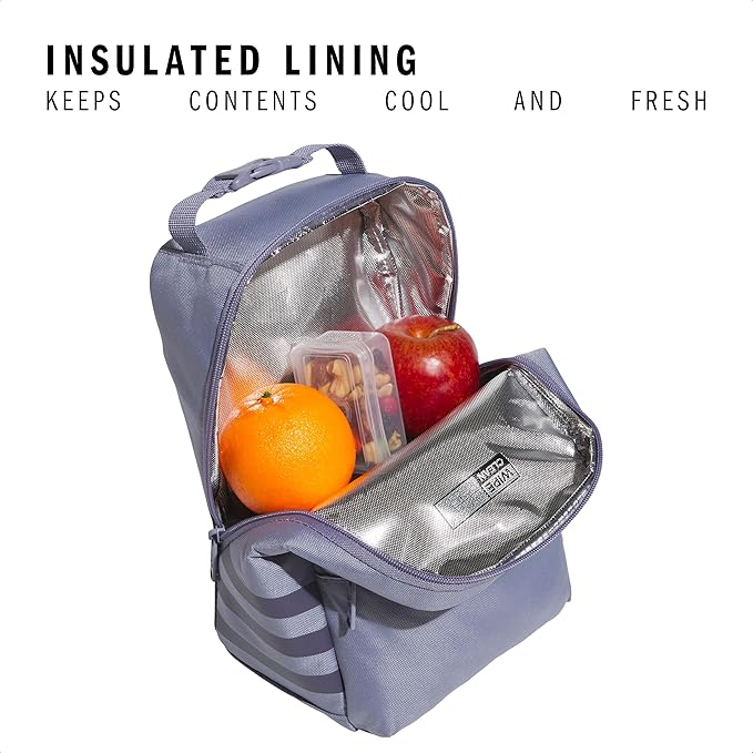 adidas Santiago Lunch Bag Cooler for Women and Men, Insulated Food Container Box with Mesh Pocket, Silver Violet Purple/Preloved Violet/3.0, One Size
