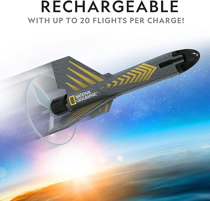 National Geographic Rocket Launcher - Motorized Air Rocket Toy with Patented Design, Launch up to 200 Feet, Outdoor Toys & Model Rockets, Gifts for Kids Ages 8-12, Space Toys