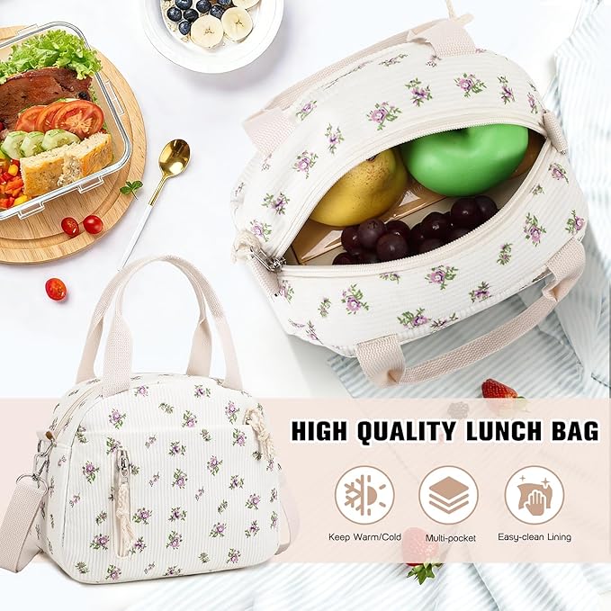 Bevalsa Backpack for Gilrs, 3PCS Corduroy Kids Backpack Set with Lunch Box & Pencil Pouch, Bookbag Daypack Laptop Bag for Women Teens Elementary Middle High School