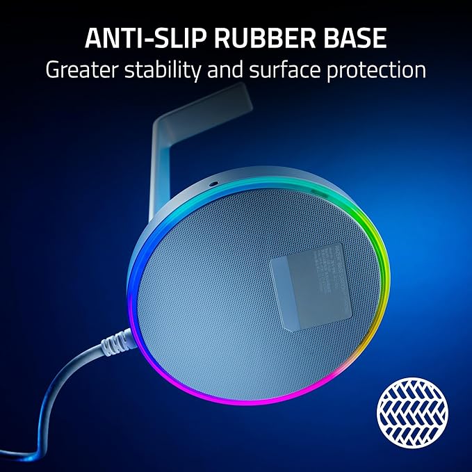 Razer Base Station V2 Chroma Headphone Headset Stand Holder: Chroma RGB Lighting - Taller Stand & Anti-Slip Ledge - USB Charging Ports - Anti-Slip Rubber Base - 3.5mm Port + Built-in DAC - Black