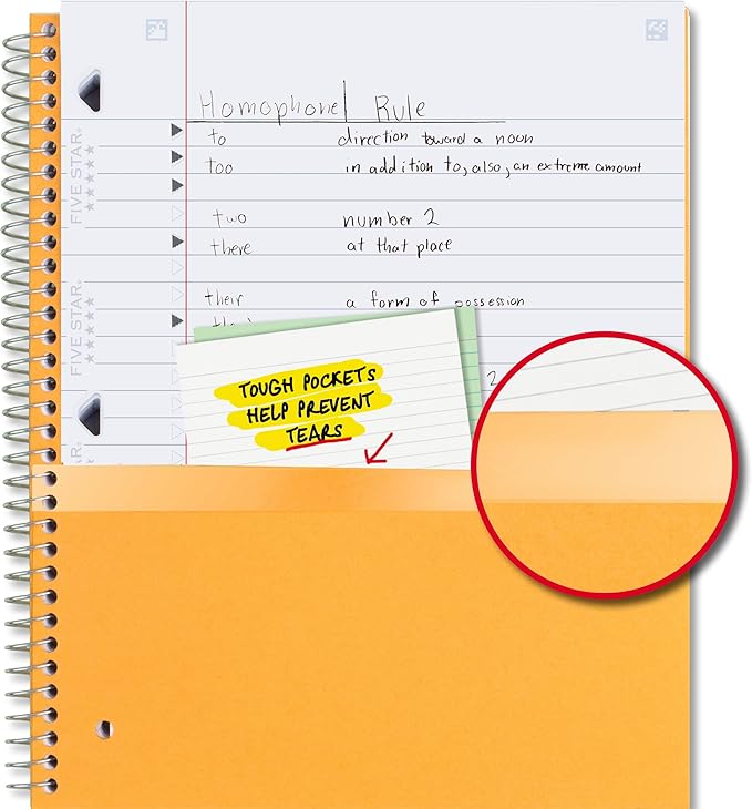 Five Star Spiral Notebook + Study App, 1 Subject, Wide Ruled Paper, 8" x 10-1/2", 100 Sheets, Fights Ink Bleed, Water Resistant Cover, Amethyst Purple (72351)