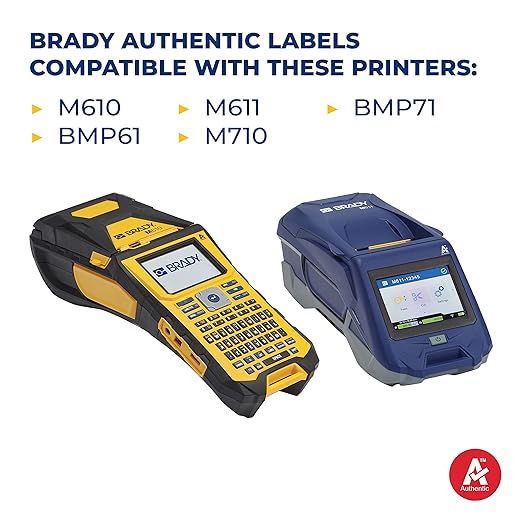 Brady All Weather Permanent Adhesive Vinyl Label Tape for M610, M611, M710, BMP61, and BMP71 Printers - 2" x 50', Yellow. M6C-2000-595-YL