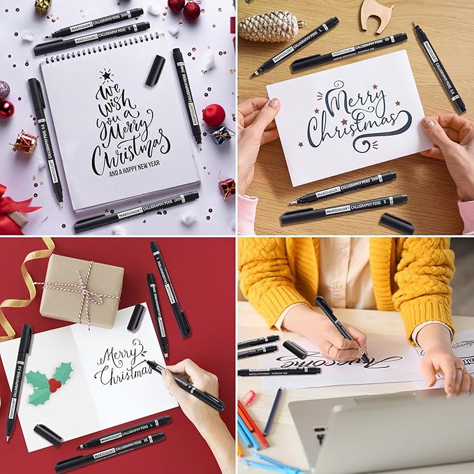 Calligraphy Pens, 9 Size Calligraphy Pens for Writing, Brush Pen Calligraphy Set for Beginners, Calligraphy Brush Pens, Hand Lettering Pen for Art Drawing, Sketching, Scrapbooking